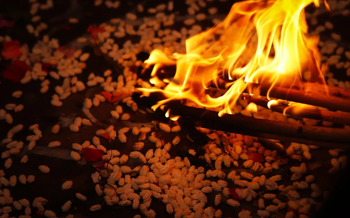 A Goswami Hindu wedding ritual around the sacred fire