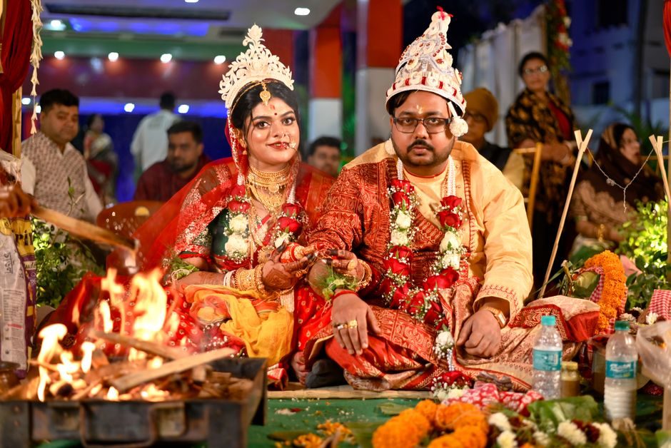 A sacred fire ritual during a Hindu wedding, where the gotra is traditionally announced