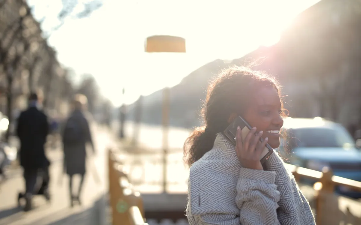 A couple connecting by video call