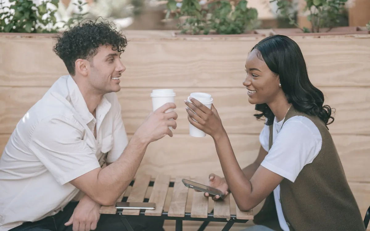 An Indian couple meeting at a café, a safe public place for a first meeting
