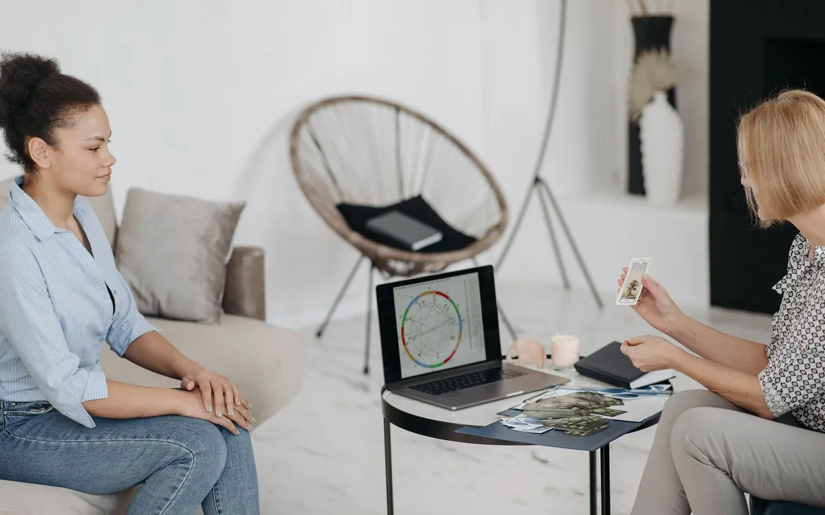 A couple consulting an astrologer