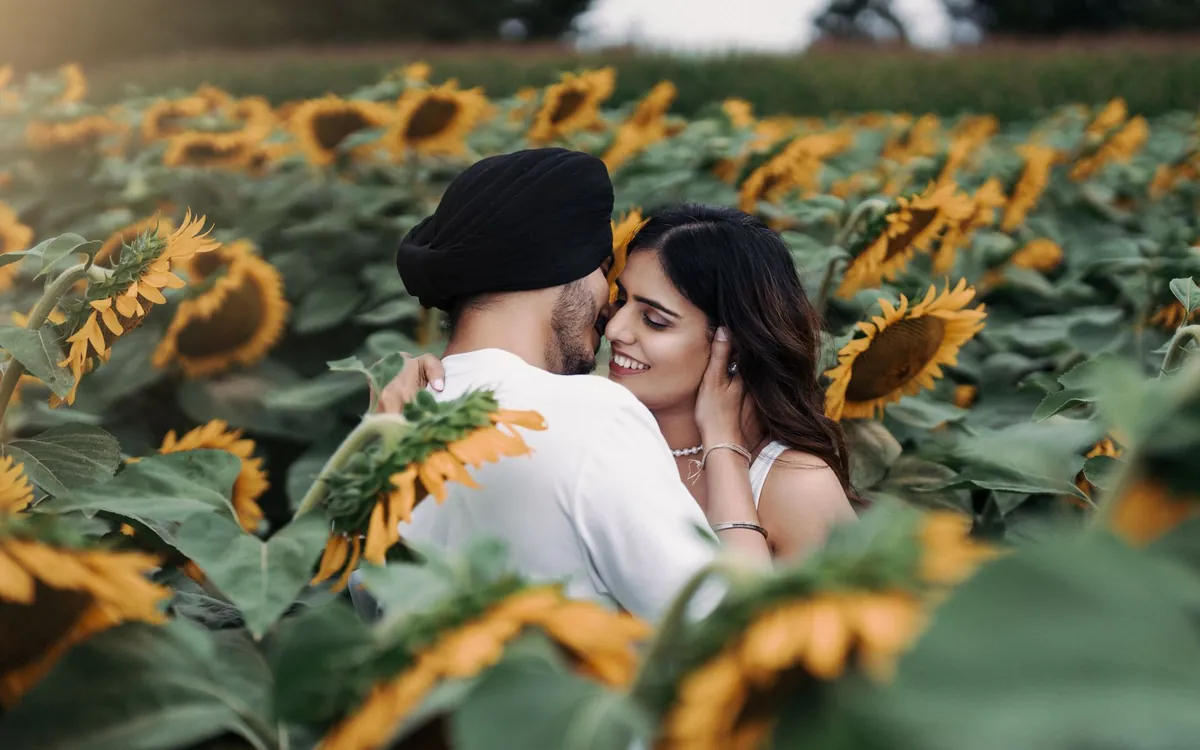 A romantic pre-wedding portrait
