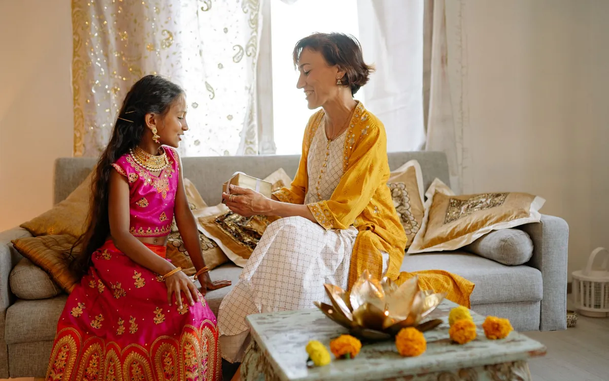 A family in conversation
