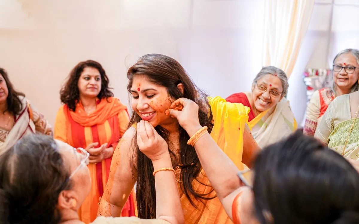 A bride bidding farewell